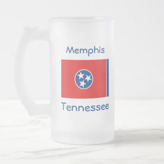 Taza De Cristal Esmerilado Mapa de bandera de Tennessee