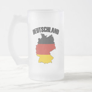 Taza De Cristal Esmerilado Mapa de Deutschland - Bandera alemana - Viajes de