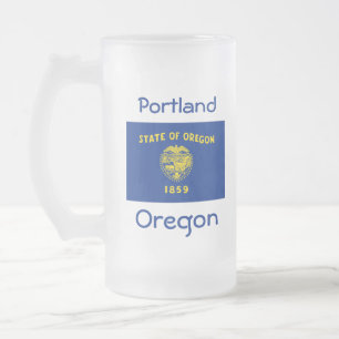 Taza De Cristal Esmerilado Mapa de la bandera de Oregon
