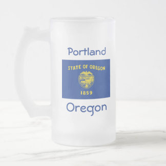 Taza De Cristal Esmerilado Mapa de la bandera de Oregon