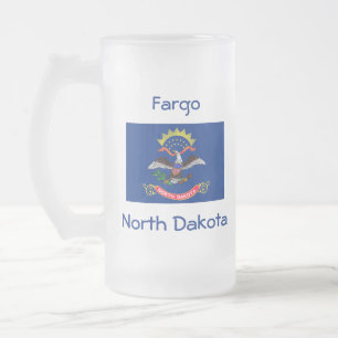 Taza De Cristal Esmerilado Mapa de la ciudad de bandera de Dakota del Norte