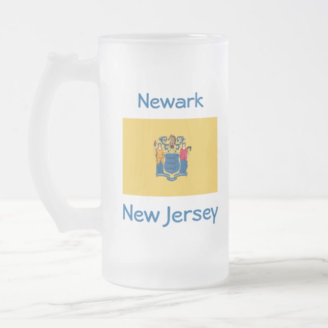 Taza De Cristal Esmerilado Mapa de la ciudad de bandera de Nueva Jersey (Izquierda)