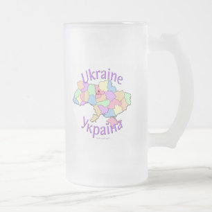 Taza De Cristal Esmerilado Mapa de Ucrania