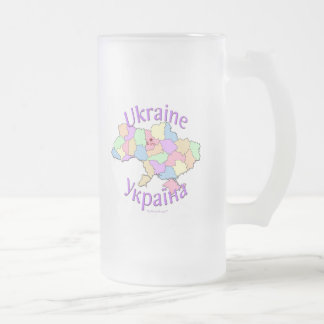 Taza De Cristal Esmerilado Mapa de Ucrania