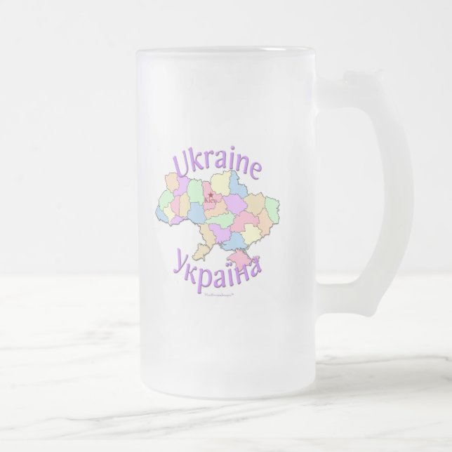 Taza De Cristal Esmerilado Mapa de Ucrania (Derecha)