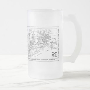 Taza De Cristal Esmerilado Mapa del ferrocarril 1956 de New Haven