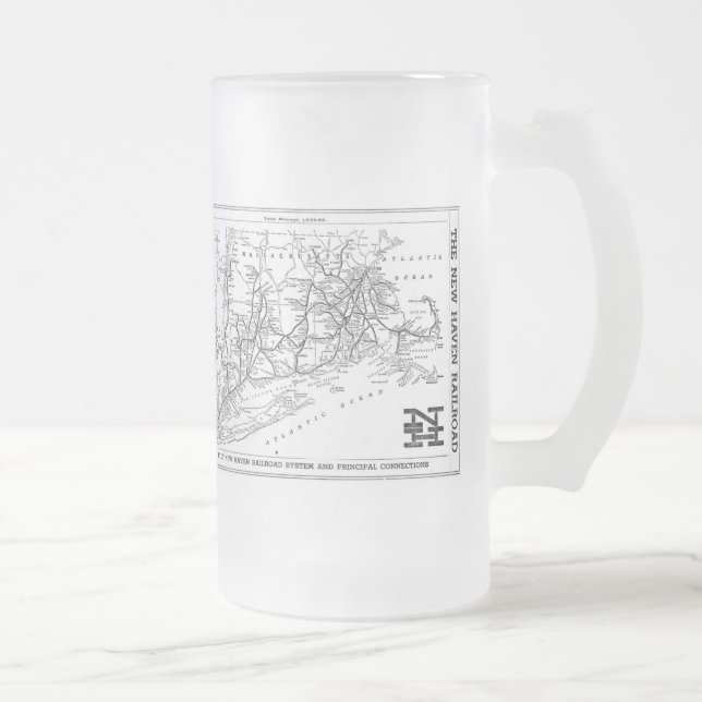 Taza De Cristal Esmerilado Mapa del ferrocarril 1956 de New Haven (Derecha)