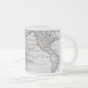 Taza De Cristal Esmerilado Mapa del mundo aeronáutico del vintage