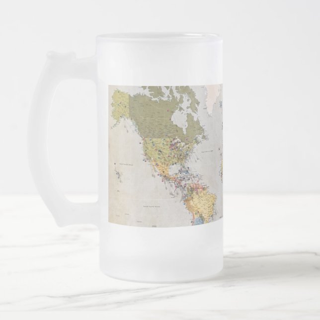 Taza De Cristal Esmerilado mapa mundial (Izquierda)
