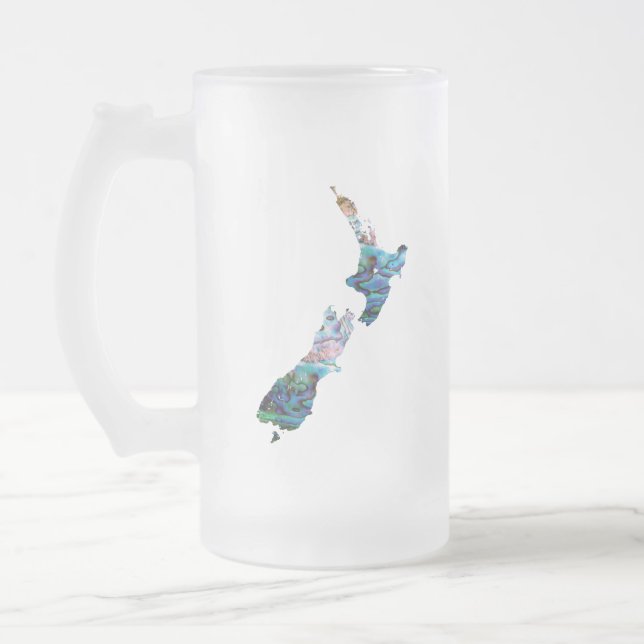 TAZA DE CRISTAL ESMERILADO MAPA PAUA DE NUEVA ZELANDIA (Izquierda)