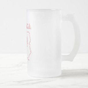 Taza De Cristal Esmerilado Mapa Rojo De Polska Con Águila
