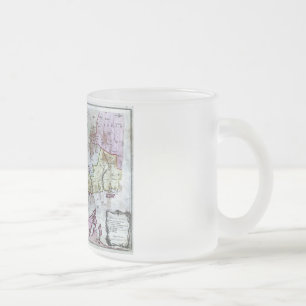 Taza De Cristal Esmerilado Mapa viejo 1766 de Connecticut