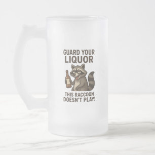 Taza De Cristal Esmerilado Mapache Borracho
