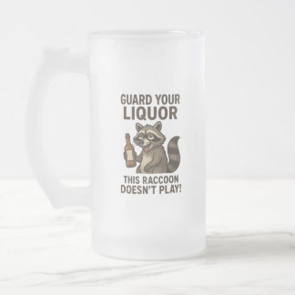 Taza De Cristal Esmerilado Mapache Borracho
