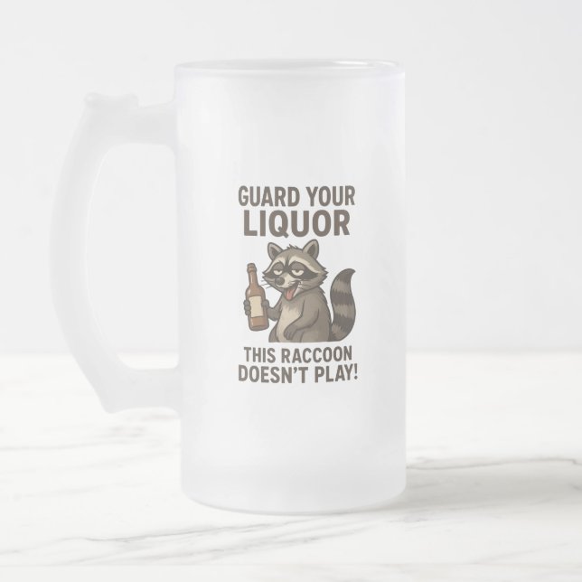 Taza De Cristal Esmerilado Mapache Borracho (Izquierda)