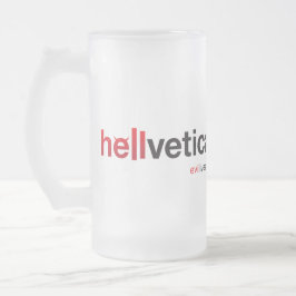 Taza De Cristal Esmerilado Marca de agua roja y negra hellvetica