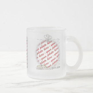 Taza De Cristal Esmerilado Marco boda con anillos y cintas