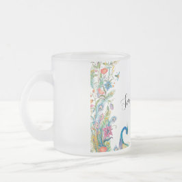 Taza De Cristal Esmerilado Marco de pavos reales con flores acuarelas