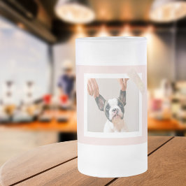 Taza De Cristal Esmerilado Marco rosa pastel moderno | Foto personal de perro