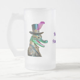 Taza De Cristal Esmerilado Mardi Gras Steampunk Fiesta Animal Alligator