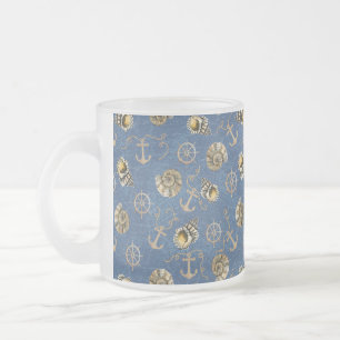 Taza De Cristal Esmerilado marejadas acuáticas azules