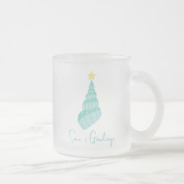 Taza De Cristal Esmerilado Mares costeros y saludos arbustos navideños