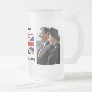 Taza De Cristal Esmerilado Margaret Thatcher y Ronald Reagan