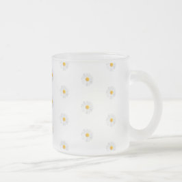 Taza De Cristal Esmerilado margarita blanca