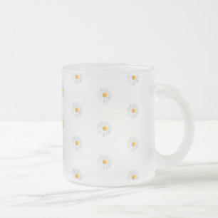 Taza De Cristal Esmerilado margarita blanca