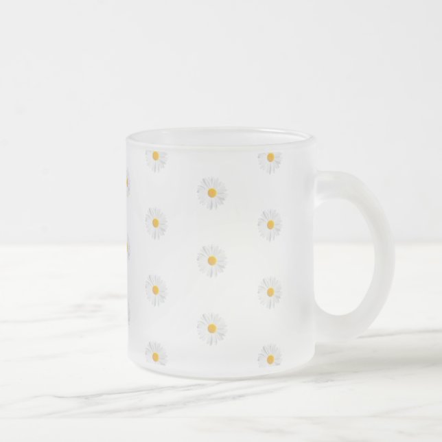 Taza De Cristal Esmerilado margarita blanca (Derecha)