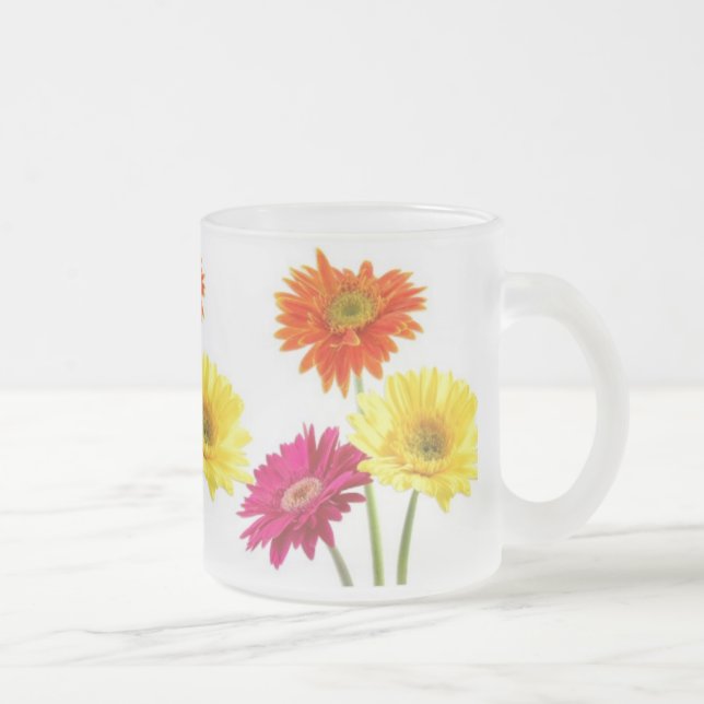 Taza De Cristal Esmerilado Margaritas del Gerbera (Derecha)