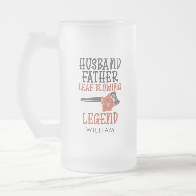 Taza De Cristal Esmerilado Marido padre Leaf Blower Legend Gardener Dad (Izquierda)
