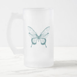 Taza De Cristal Esmerilado Mariposa