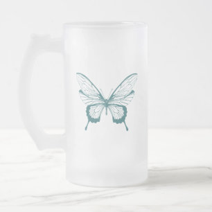 Taza De Cristal Esmerilado Mariposa