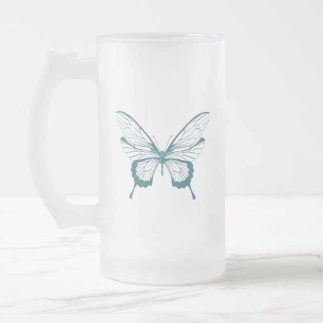 Taza De Cristal Esmerilado Mariposa (Izquierda)