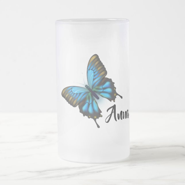 Taza De Cristal Esmerilado Mariposa (Centro)