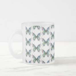 Taza De Cristal Esmerilado Mariposa