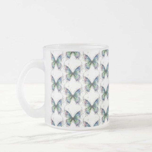 Taza De Cristal Esmerilado Mariposa (Izquierda)