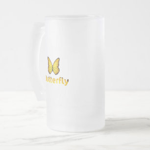 Taza De Cristal Esmerilado Mariposa