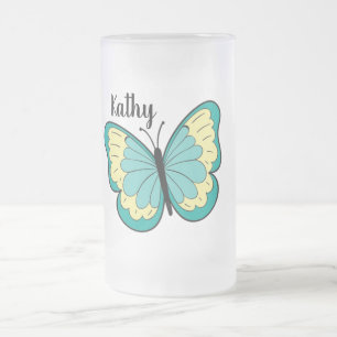 Taza De Cristal Esmerilado Mariposa