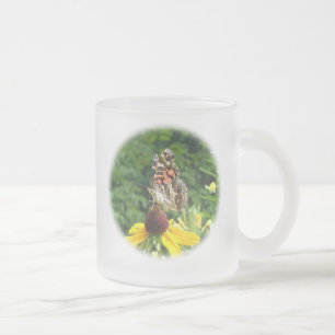 Taza De Cristal Esmerilado Mariposa Americana - Vanessa virginiensis