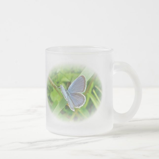 Taza De Cristal Esmerilado Mariposa azul de cola oriental (Derecha)