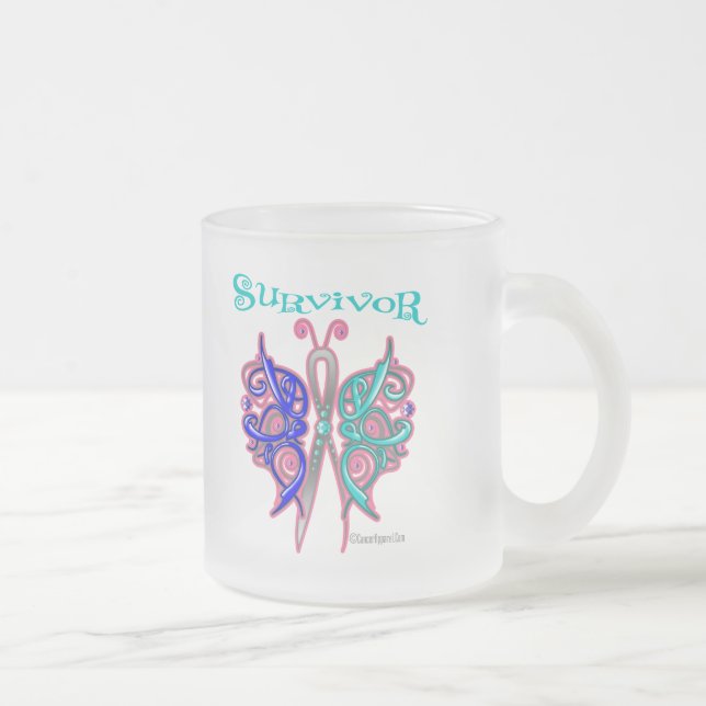Taza De Cristal Esmerilado Mariposa céltica del superviviente - cáncer de (Derecha)