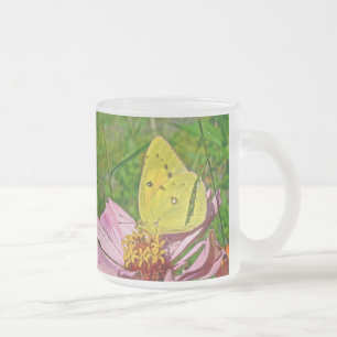 Taza De Cristal Esmerilado Mariposa de azufre