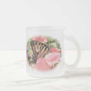 Taza De Cristal Esmerilado Mariposa de cola cruda