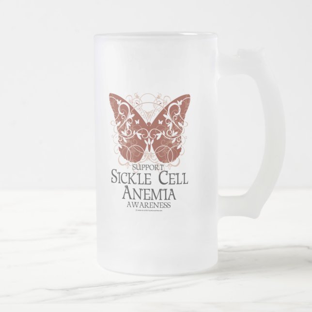 Taza De Cristal Esmerilado Mariposa de la anemia de la célula falciforme (Derecha)