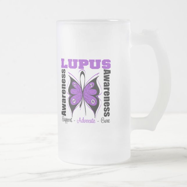 Taza De Cristal Esmerilado Mariposa de la conciencia del lupus (Derecha)