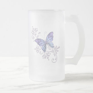 Taza De Cristal Esmerilado Mariposa de la joya