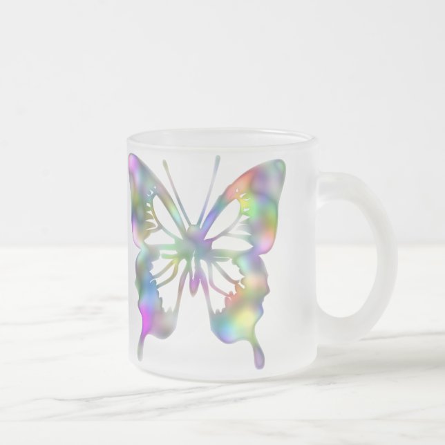 Taza De Cristal Esmerilado Mariposa del arco iris (Derecha)