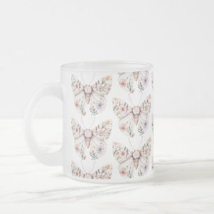 Taza De Cristal Esmerilado Mariposa Floral Boho